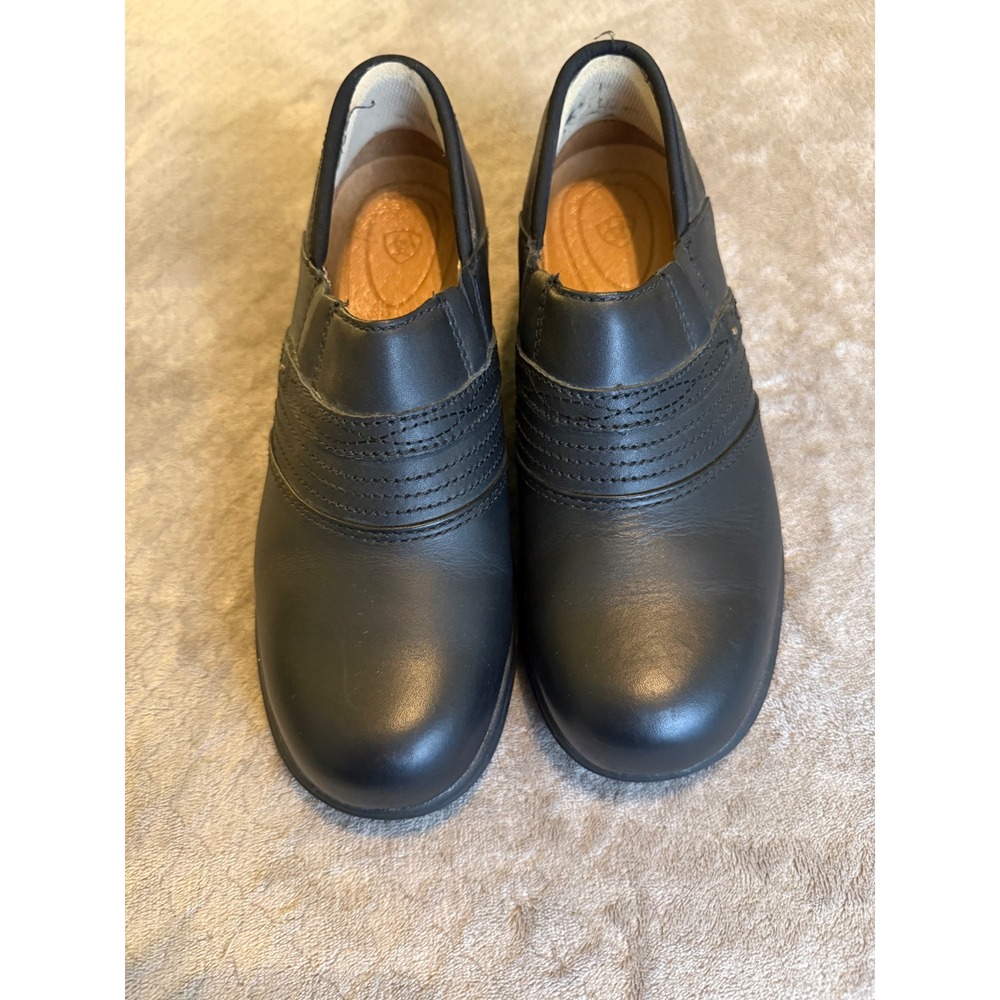 Ariat Safety Clog Womens 8B Black Leather Steel Toe Slip Resistant Work Shoes - Picture 2 of 7